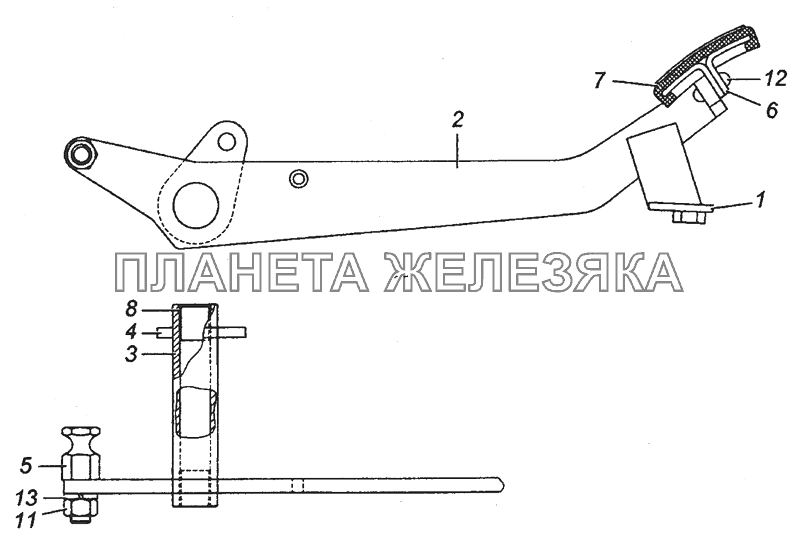 6460-1602010 Педаль сцепления в сборе КамАЗ-63501 8х8