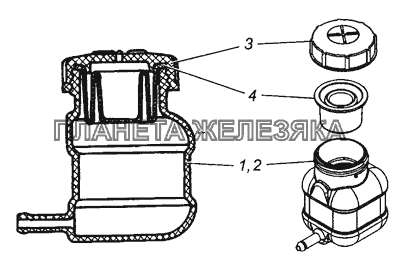 5320-1602560 Бачок главного цилиндра привода сцепления в сборе КамАЗ-43501 (4х4)