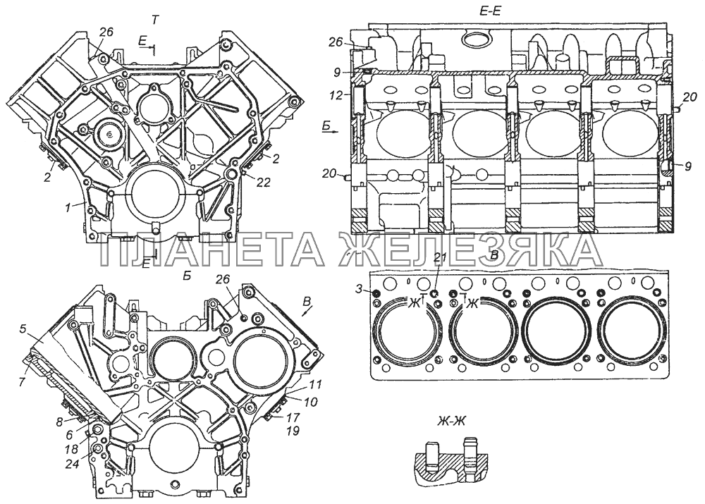 740.50-1002010 Блок цилиндров в сборе КамАЗ-53504 (6х6)