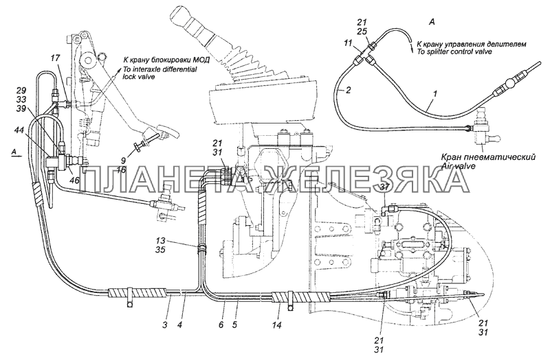 154.1772005 Установка пневмопривода управлением переключения передач КамАЗ-43501 (4х4)