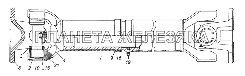 6540-2205011-50 Вал карданный среднего моста в сборе КамАЗ-6450 8х8