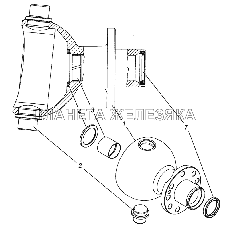 4310-2304012 Опора шаровая поворотного кулака в сборе (сварка) КамАЗ-63501 8х8