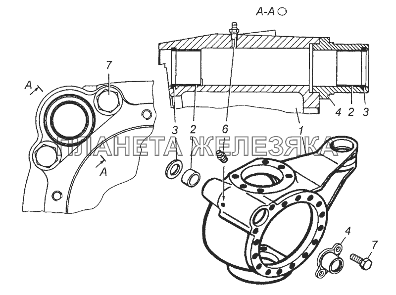 4310-2304029 Корпус поворотного кулака левый в сборе КамАЗ-6450 8х8