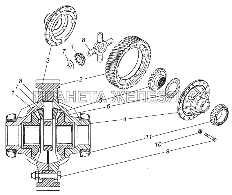6350-2323010-10 Дифференциал переднего второго моста КамАЗ-53504 (6х6)