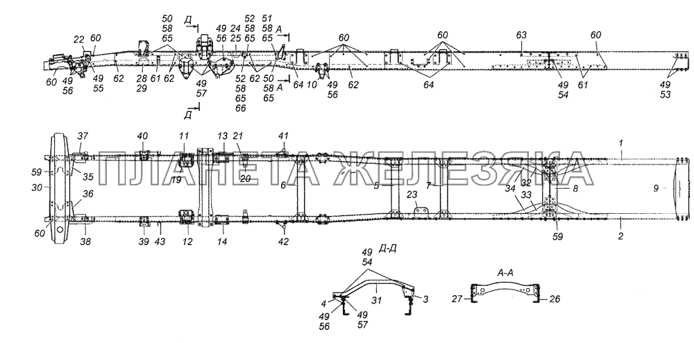 6350-2800010-10 Рама в сборе КамАЗ-63501 8х8