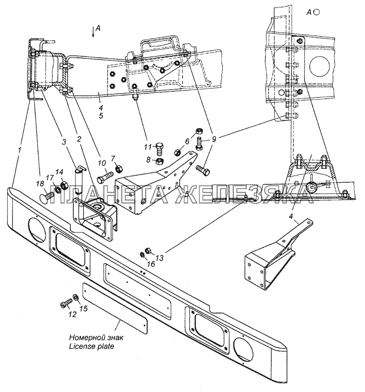 4310-2803003-20 Установка переднего буфера КамАЗ-43501 (4х4)