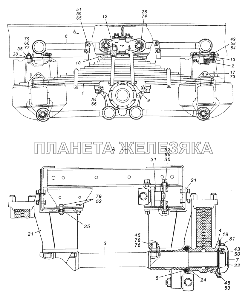 53228-2900002-10 Подвеска задняя в сборе КамАЗ-6450 8х8