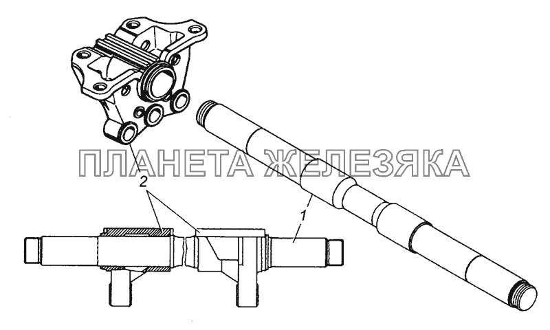 5511-2918050 Ось балансирной подвески с кронштейнами в сборе КамАЗ-43501 (4х4)