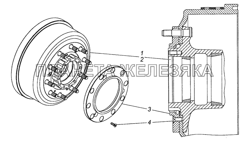 43118-3103009-10 Ступица с барабаном тормоза и проставочным кольцом в сборе КамАЗ-43501 (4х4)
