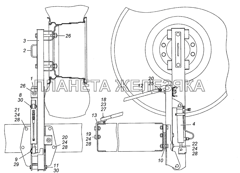 43114-3105810-10 Держатель запасного колеса КамАЗ-6450 8х8