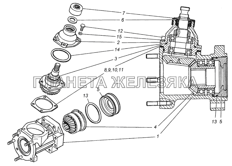 4310-3401710 Редуктор угловой механизма рулевого управления в сборе КамАЗ-6450 8х8