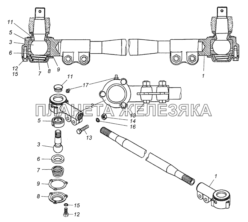 6350-3414130-10 Тяга промежуточная КамАЗ-43501 (4х4)