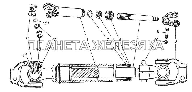 53205-3422010-75 Вал карданный в сборе КамАЗ-63501 8х8