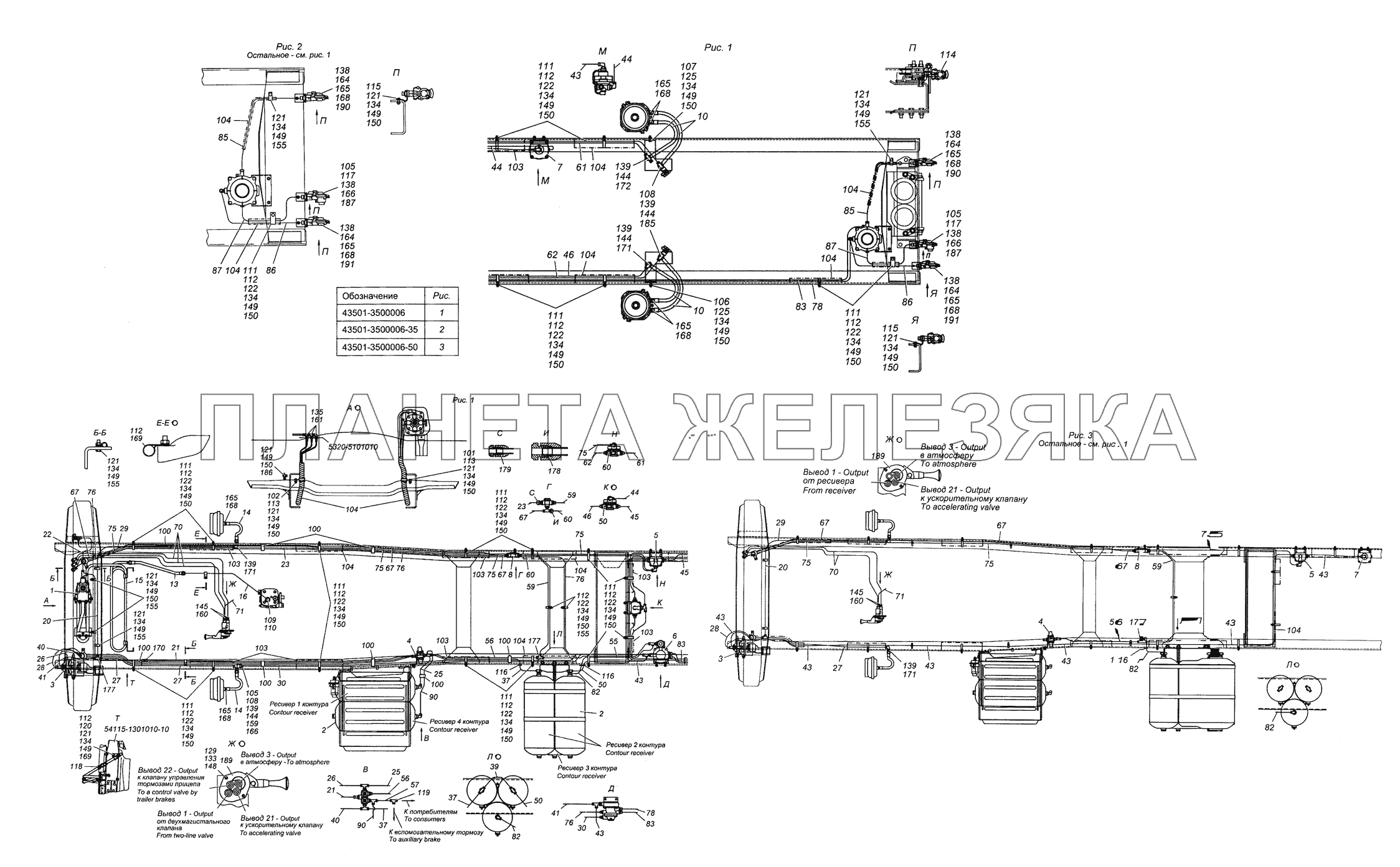 43501-3500006 Установка пневмотормозов КамАЗ-63501 8х8