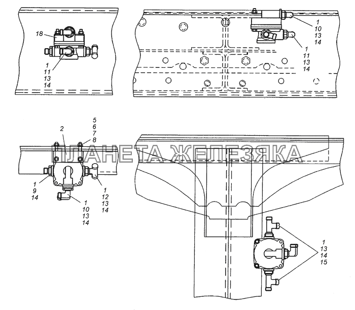 6350-3500018-10 Установка ускорительных клапанов КамАЗ-53504 (6х6)