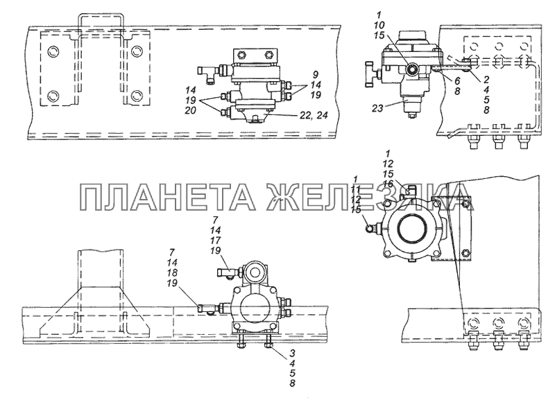 6350-3500022-30 Установка клапанов управления тормозами прицепа КамАЗ-43501 (4х4)