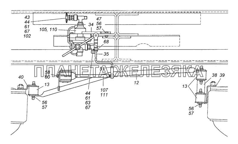 43114-3500033 Установка регулятора тормозных сил КамАЗ-53501 (6х6)