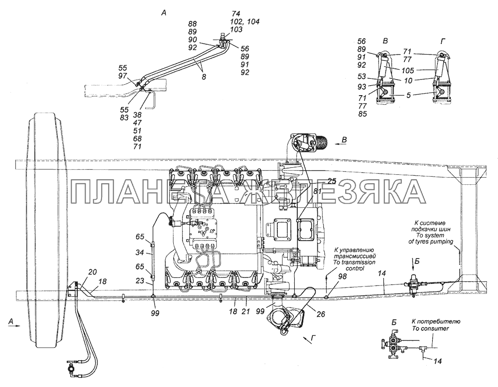 43114-3500070 Тормоз вспомогательный и его привод КамАЗ-53501 (6х6)