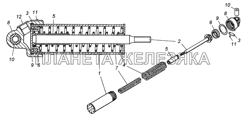 100-3570210 Цилиндр пневматический 35х65 в сборе КамАЗ-53504 (6х6)