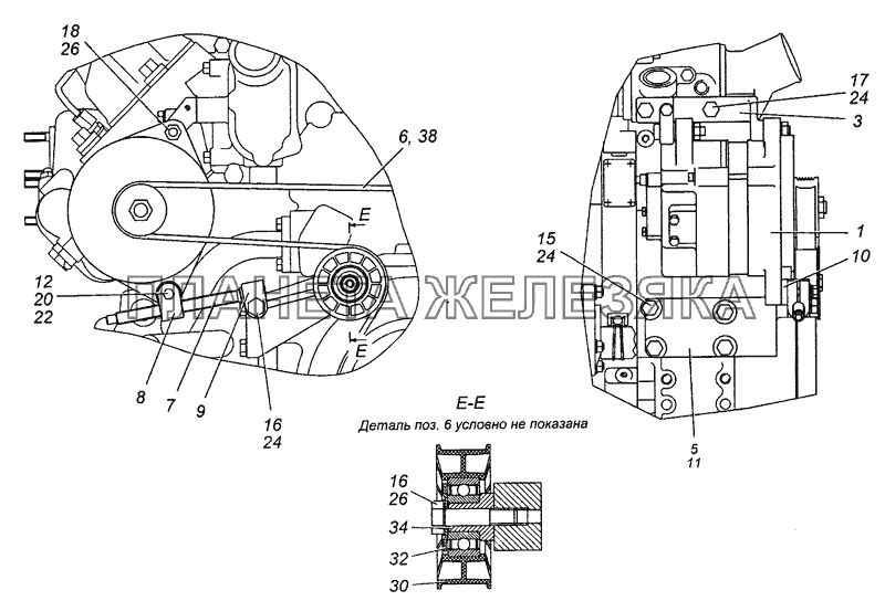 7406.3701002-20 Установка генератора КамАЗ-53501 (6х6)