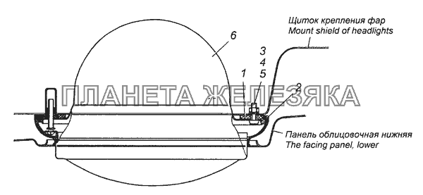 5320-3711002 Установка фары КамАЗ-63501 8х8