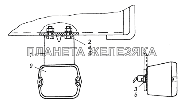 43114-3716006 Установка фонаря заднего хода КамАЗ-43501 (4х4)