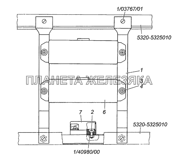 53205-3722501 Установка предохранителей КамАЗ-63501 8х8