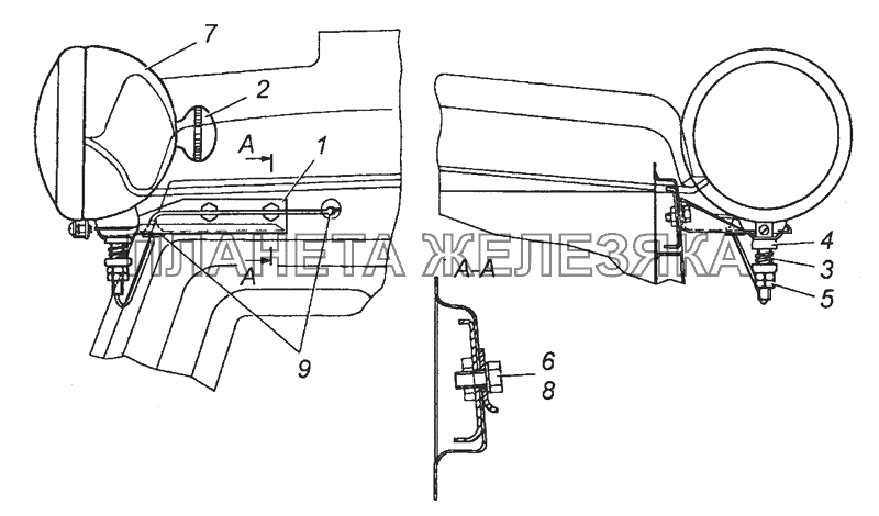 4310-3727002 Установка прожектора КамАЗ-63501 8х8