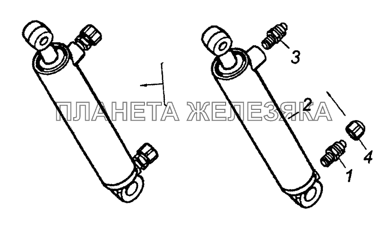 4310-5003014 Цилиндр опрокидывающего механизма кабины в сборе КамАЗ-53504 (6х6)