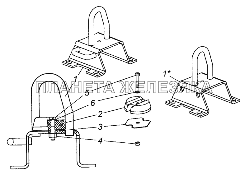 5320-5018060 Кронштейн запора кабины правый - Cabin lock bracket, г. h. КамАЗ-53504 (6х6)