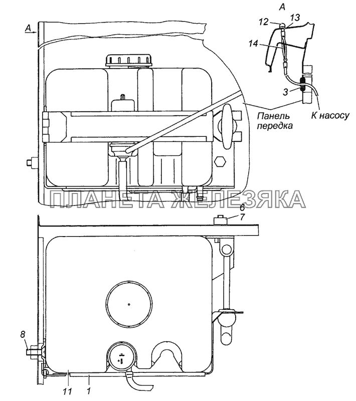 53205-5208004 Установка омывателя КамАЗ-53501 (6х6)