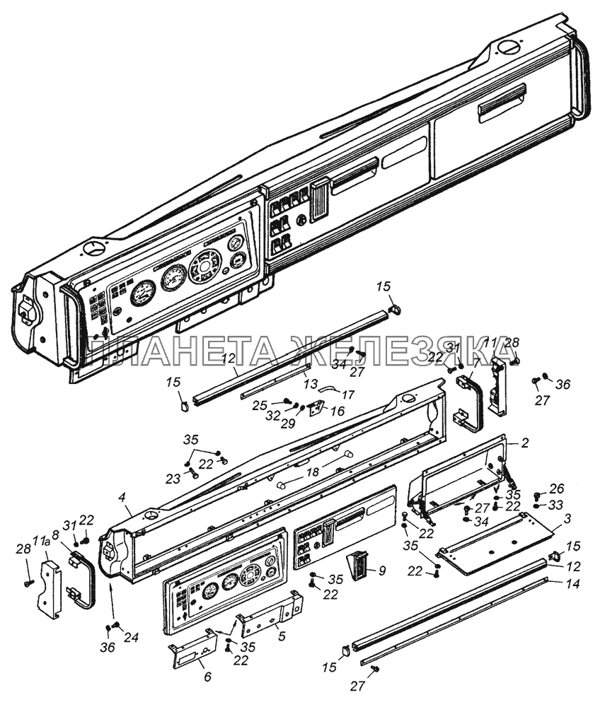 43118-5300023 Монтаж и крепление панели приборов КамАЗ-53501 (6х6)