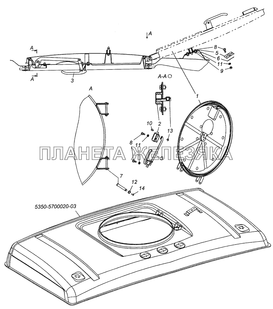 5350-5713008 Установка люка крыши КамАЗ-43501 (4х4)