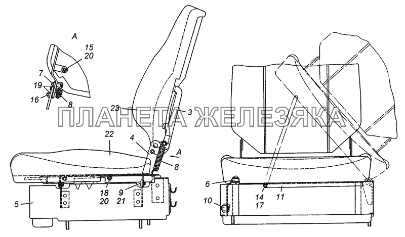 53205-6830010 Сиденье пассажирское с ящиком в сборе КамАЗ-6450 8х8