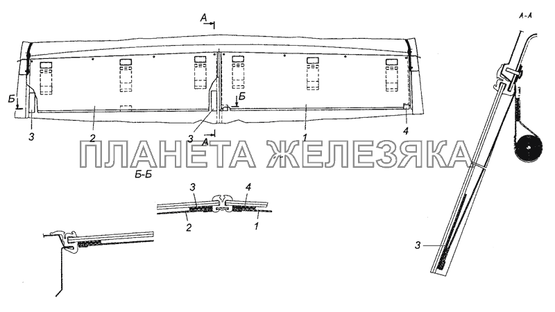 43114-8205304 Установка штор светозащитных ветрового окна КамАЗ-63501 8х8