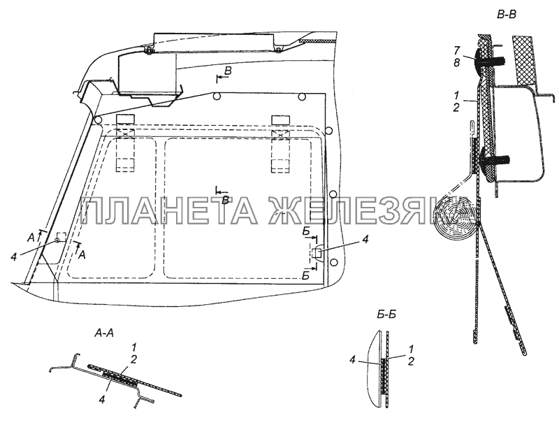 43114-8205404 Установка штор светозащитных окон боковины КамАЗ-53504 (6х6)