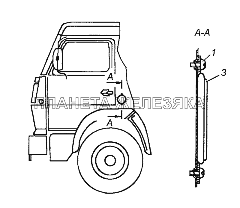 53212-8208001 Установка световозвращателей на кабине КамАЗ-43501 (4х4)