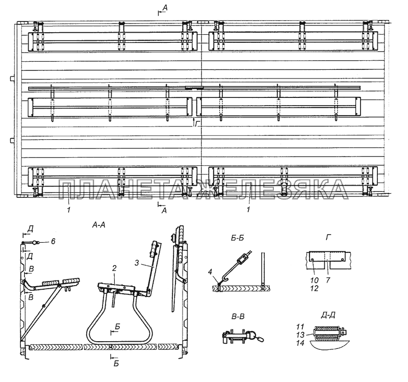 5350-8506008-75 Установка скамеек КамАЗ-53504 (6х6)