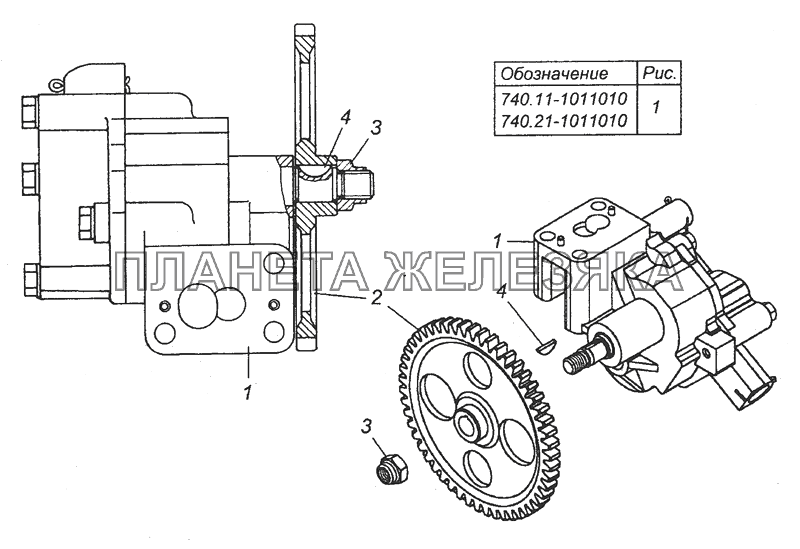 740.11-1011010 Насос масляный с шестерней в сборе КамАЗ-6450 8х8