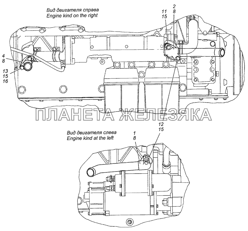 7406.1015002 Установка патрубка и штуцеров системы подогрева двигателя КамАЗ-53504 (6х6)