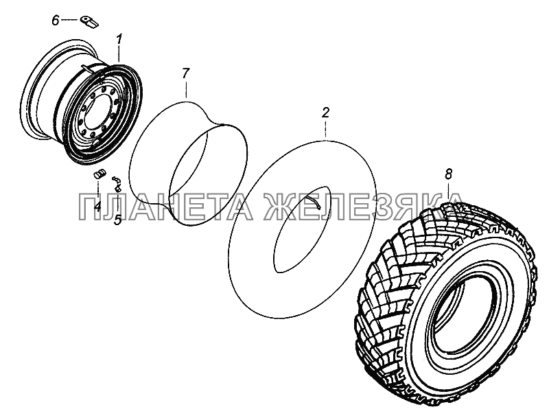 43118-3101011 Колесо с шиной левое КамАЗ-43502 (Евро 4)