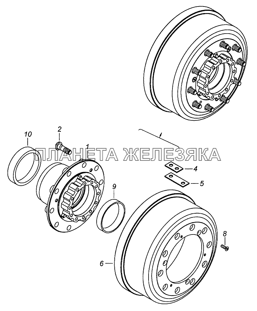43114-3103010-10 Ступица колеса с барабаном тормоза КамАЗ-43502 (Евро 4)