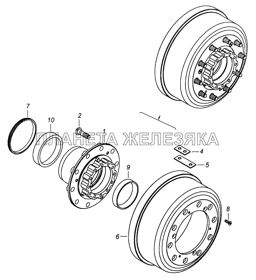 43114-3103010-12 Ступица колеса с барабаном тормоза КамАЗ-43502 (Евро 4)