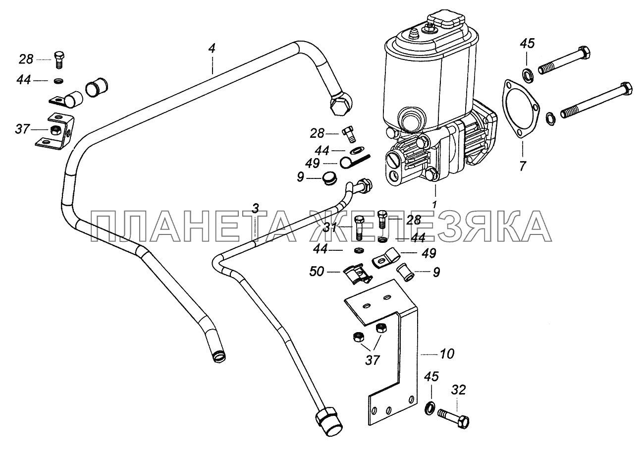 65115-3407001-10 Установка насоса рулевого усилителя КамАЗ-43502 (Евро 4)