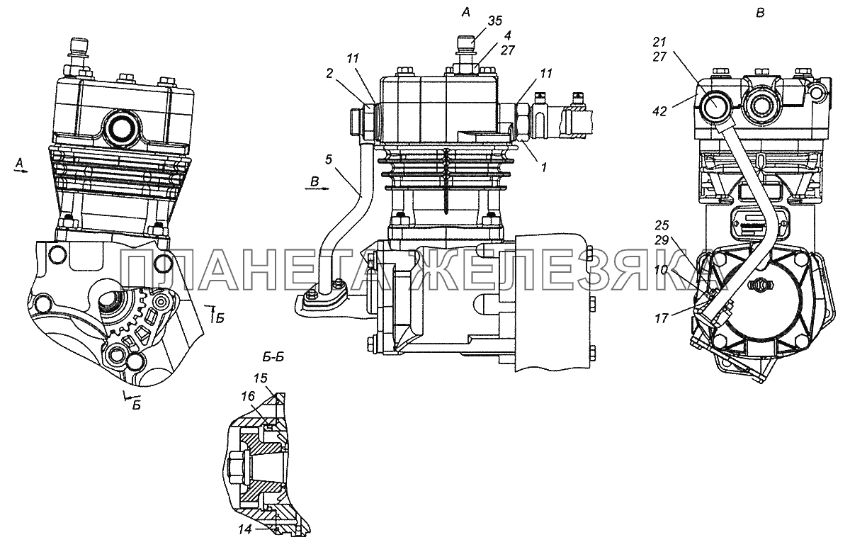 740.30-3509004-03 Установка компрессора КамАЗ-43502 (Евро 4)