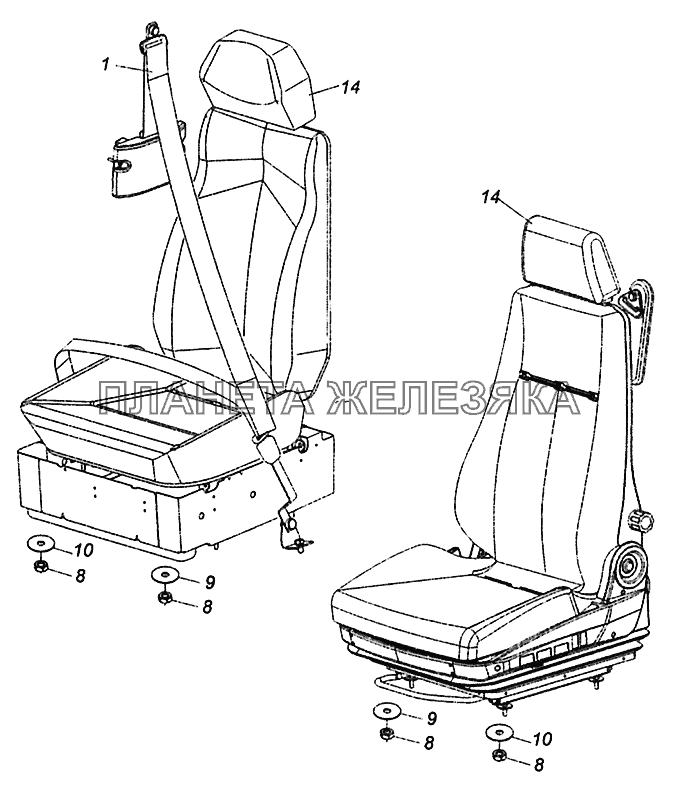 5460-5000122 Установка сиденья пассажира КамАЗ-43502 (Евро 4)