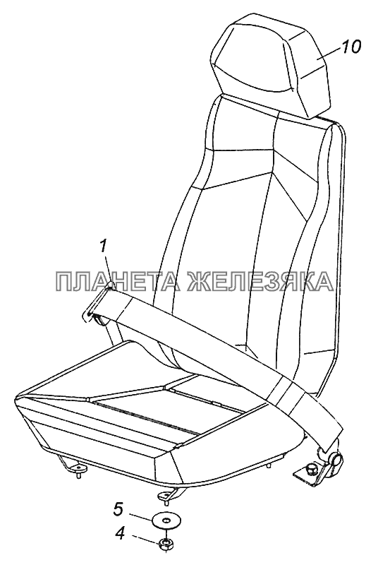5460-5000123 Установка среднего сиденья КамАЗ-43502 (Евро 4)