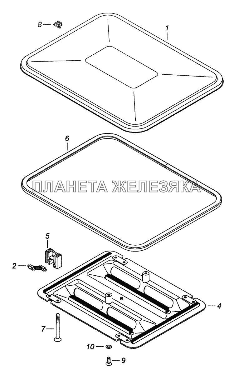 53205-5713008 Установка вентиляционного люка крыши КамАЗ-43502 (Евро 4)