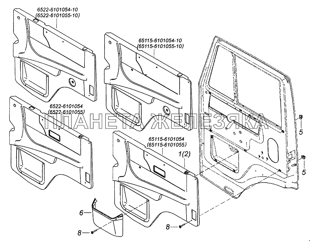 65115-6102005 Установка обивок двери КамАЗ-43502 (Евро 4)