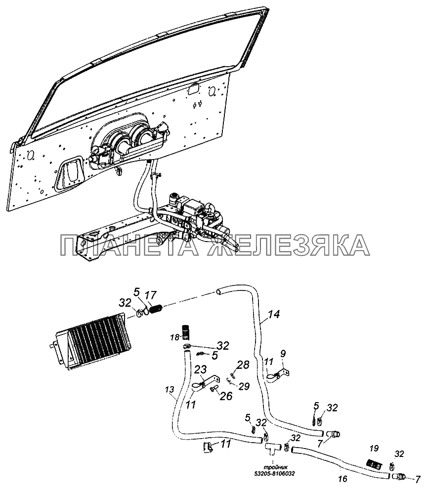 5308-8100007-60 Установка шлангов системы отопления КамАЗ-43502 (Евро 4)